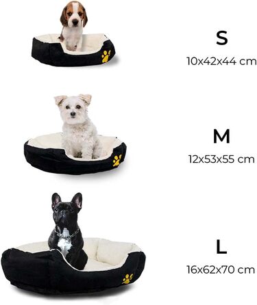 Mobiclinic® Pets Ліжко для собак і котів Pluto, європейський бренд, машинне прання, антиковзке дно, надм'яка тканина, зручно, різні розміри, чорний/білий