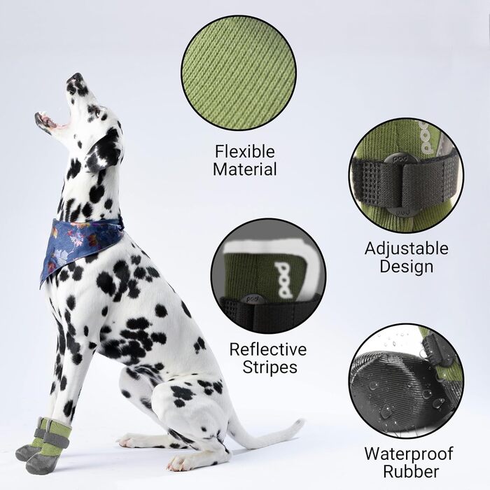 Взуття для собак LiebeDD: 4 шт., захист лап, антиковзаючі, водонепроникні, зелені, XL