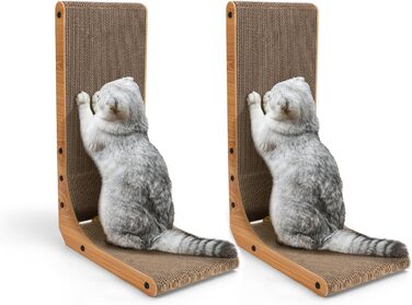 Котячий когтеточки Nobleza L-подібний, 60 см, з іграшкою, з гофрокартону, для стіни та кута