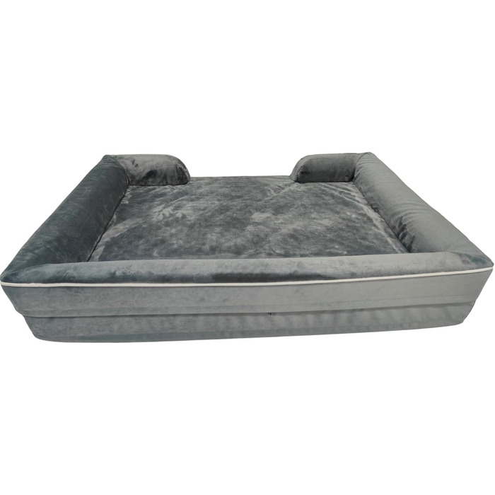 Ортопедичне ліжко для собак великих порід, вологостійке, з Memory Foam, знімний чохол, антиковзаюча підставка (XL, сірий) 89 x 64 x 17 см