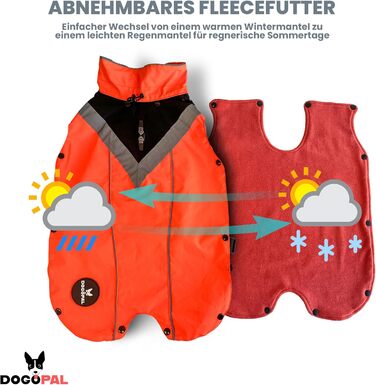 Водонепроникний дощовик для собак з винімним флісовим підкладкою, розмір L, помаранчевий