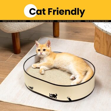 Кігтеточка для котів з будиночком та 4 змінними шарами - велика кігтеточка з міцного гофрокартону, двосторонні шари з наклейками DIY - лежанка для котів у квартирі, захист меблів, чорна, велика