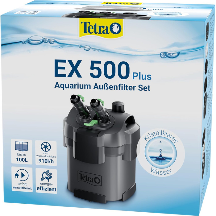 Зовнішній фільтр Tetra EX 500 Plus для акваріумів до 100 л, потужний фільтр для кришталево чистої води