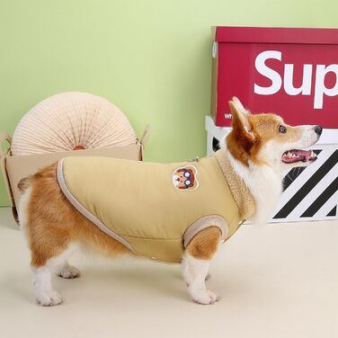 Зунеа Зимові куртки для собак, флісова підкладка, D-Ring, теплі, для холодної погоди, жилети, одяг для цуценят, хакі, 3XL