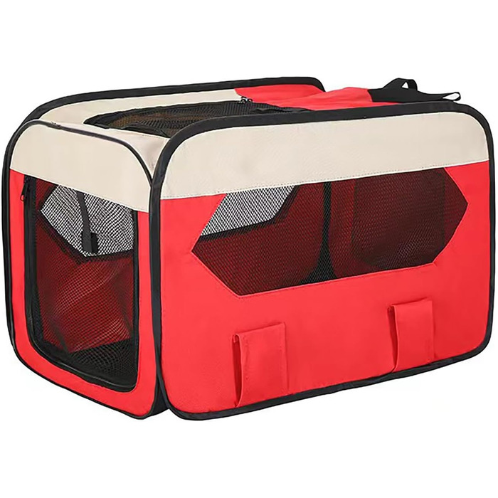 Складана переносна переноска для собак та котів, 600D водовідштовхувальне полотно, для подорожей та дому (XL-80x56x56, S-50x30x30, Червоний)