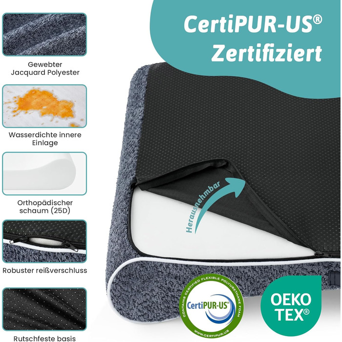 Лежанка для собак, 76x50x12 см, з високим бортиком - ортопедичний матрац для собак з кущового матеріалу, водонепроникний та антиковзкий, у формі човна, підходить для собак до 16 кг (Блакитний, M (90x60x13cm))