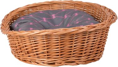 Корзина для собак з ротангу, сірого кольору, 100x75x27 см. Корзина для тварин, кошик для кота