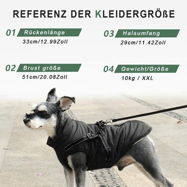 Зимовий жилет для собак, водонепроникний, з D-кільцем (зелений, XL/чорний, 4XL)