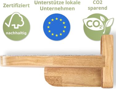 WOOWOOD® Драпалка для котів на стіну: Комплект з 3-х сходинок для лазіння | Комплекс для котів | Драбинка для котів | Настінна драпалка XL (Натуральний темний)