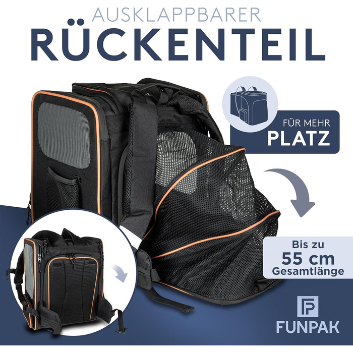 FUNPAK рюкзак для собак до 8 кг, розширюваний, з RPET, складаний, дихаючий, для котів і собак