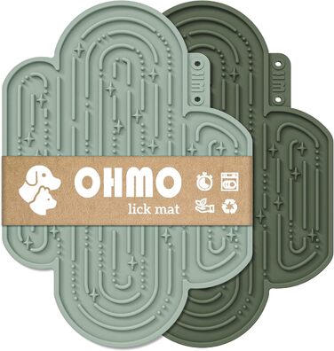 Лежак-іграшка для собак OHMO Schleckmatte, 2 шт. - милий дизайн кактуса, для заспокоєння та повільного годування, силікон, коралловий & вишневий (18x25.5 см)