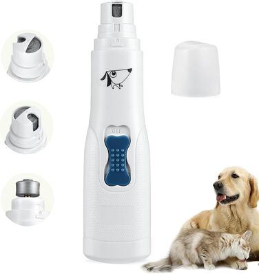 Електричний шліфувальник для собачих кігтів Brifit, тихий, для собак, котів та інших тварин, білий/сріблястий