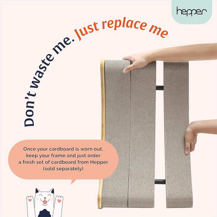 Котячий когтетоп Hepper Hi-Lo з картону та металу - 3 позиції, для великих котів, з дерев'яним каркасом