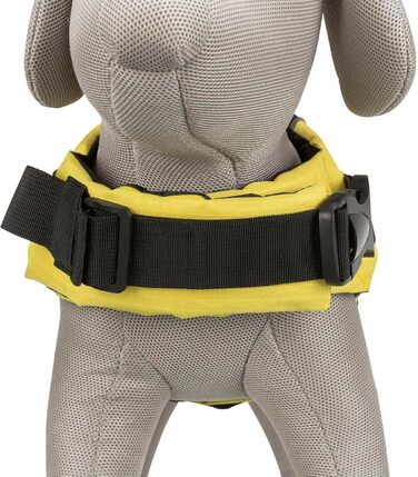 Жилет рятувальний для собак TRIXIE, XS (28 см, до 12 кг), неоново-жовтий. Швидковисихаючий, з ручкою для безпеки у воді. Модель SUB-30125 чорний/жовтий