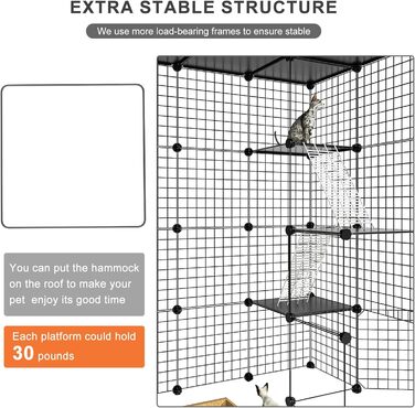 Великий котячий вольєр для дому та вулиці, металевий, знімний, DIY Catio для 1-3 котів, 2x3x4 м, ігровий майданчик