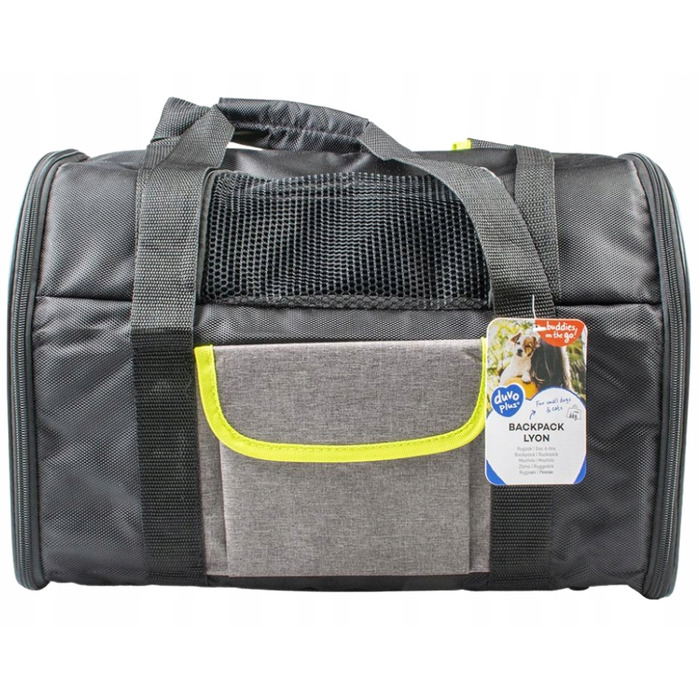 Переноска для собак та котів Duvo+ XS — чорна тканинна + шлейка