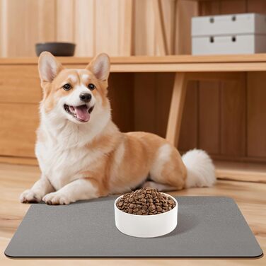 Підкладка під миску для собак та котів, нековзна, 60 x 150 см, сірий колір
