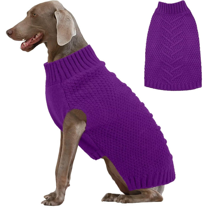 Пуловер для собак IECOii, теплий зимовий пуловер для великих собак, флісовий одяг для собак, теплий зимовий одяг для собак (X-Large, фіолетовий)