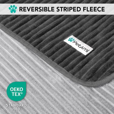 Водонепроникний килимок для собак PetAmi, захисний від протікання, для малих, середніх та великих собак, двосторонній, під меблі, ліжко, диван, софу, чохол, м'який, в смужку, килимок для домашніх тварин, 152,4 x X-Large (60x80), сірий/світло-сірий