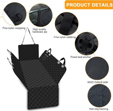 Захист для заднього сидіння автомобіля для собак, водовідштовхувальний, з кріпленням на ремінь безпеки, підходить для всіх авто, мінівенів, SUV