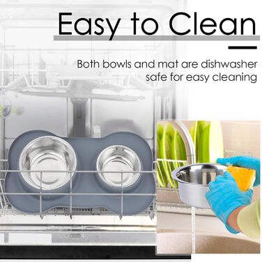 CEASELESLY Миски для собак з нержавіючої сталі, 2 шт по 400 мл, з підставкою з силікону, для собак середніх та малих порід, котів та цуценят, корм для тварин (темно-сірий)