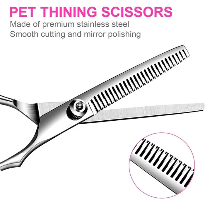 Набір професійних ножиць для грумінгу собак SIQI - для вирівнювання, прямі, вигнуті ножиці та гребінець для довгого та короткого волосся