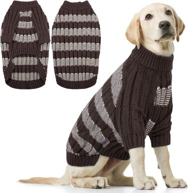 Теплий зимовий пуловер для собак маленьких порід з отвором для коміра, коричневий (XXL)