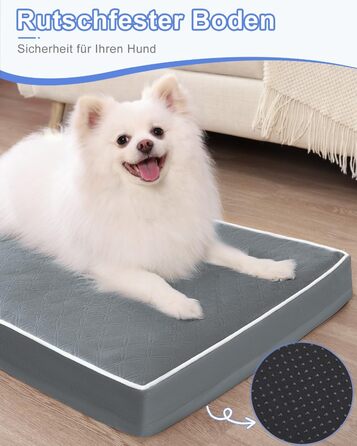 Ортопедичне ліжко для собак середнього розміру KSIIA, 88x55x7 см, знімний, миючий, темно-сірий