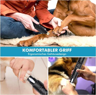 Шліфувальник для собак ETENTOUS: професійний, тихий, з 3 насадками та ножицями для догляду за кігтями. Підходить для собак великих, середніх та малих порід. Чорний колір.