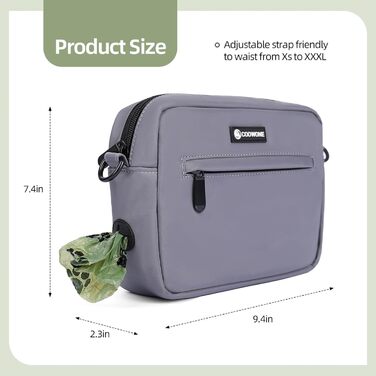 Сумка для ласощів для собак COOWONE - водонепроникна сумка для прогулянок з диспенсером для собачих екскрементів (світло-сіра)