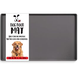 Водонепроникний килимок під миски для собак DogBuddy, протиковзаючий силіконовий підкладник з високими бортиками для корму та води, темно-сірий (S: 48 x 30,5 см)