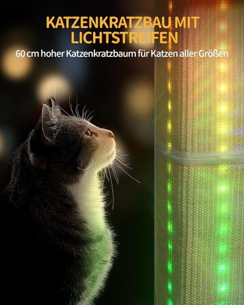 Котячий комплекс Hzuaneri 99 см з LED підсвіткою, сірий – когтеточка із сизалю, велика платформа, будиночок для котів, іграшка-бомбочка, меблі для котів 45x40x99 см, модель MS99918LG