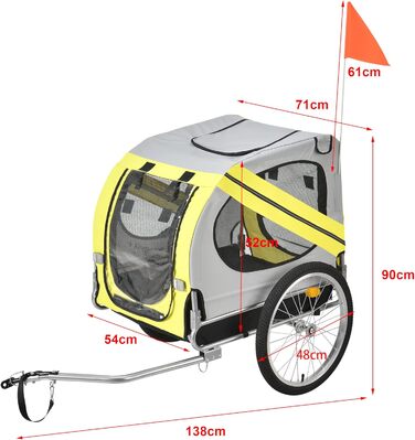 Про-тек Причіп для велосипеда, переноска для собак до 26 кг, жовто-блакитний