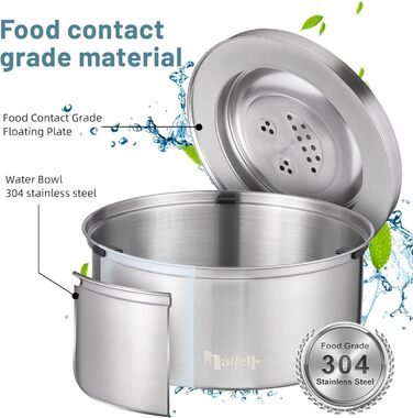 Миска для води для собак Nayelf 3L+1L, нержавіюча сталь 304, нековзна, проти розбризкування, посудомийна машина