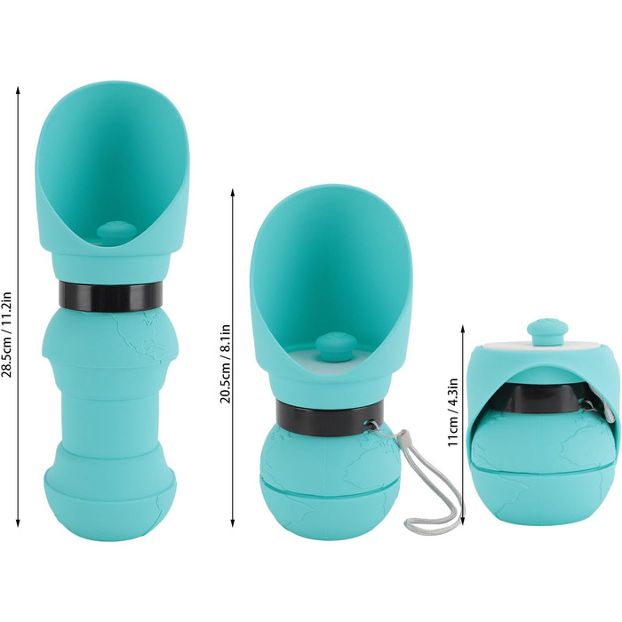 Складана пляшка для води для собак, силіконовий напійник для тварин, диспенсер для води для цуценят, дорожній напійник для собак, для прогулянок та походів (Blue)