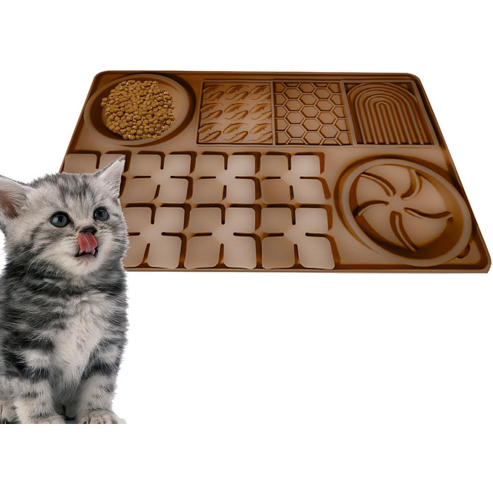 Килимок для годування собак та котів Slow Feeder з силікону, коричневий