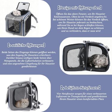 Корзина для собак на велосипед Cnwinu, передня, з 4 дверцятами, сітчастими вікнами, розширювана, складна, для маленьких та середніх собак та котів (не розширюється)