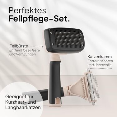 Набір для догляду за котами Pretty Paw® Profi: щітка та набір для грумінгу. Ідеально для короткої та довгої шерсті, гігієнічна та комфортна.