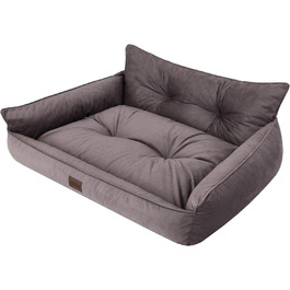 Собаче ліжко DOGGY XL 82x63 см, коричневе, м'яке ортопедичне ліжко-матрац для собак, лежак для домашніх тварин, диван, прошите, Fancy