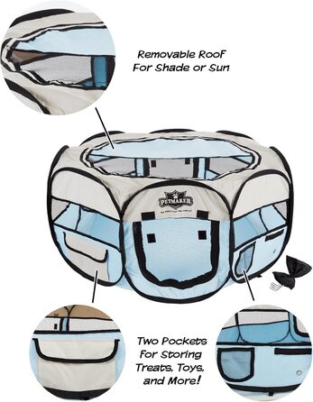 Клітка-будка для тварин Petmaker Pop-Up, блакитна, діаметр 96,5 см, 61 см, з переносною сумкою