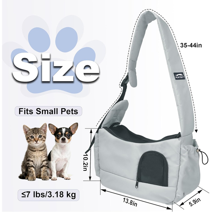 Транспортувальна сумка для собак та котів, до 3,2 кг, дихаюча, з кишенями, сірого кольору