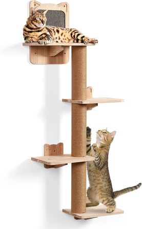 Кігтеточка для котів LitaiL Wandkratzbaum: 4 яруси, 110 см, з екошкіри, сірий колір