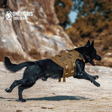 OneTigris тактична шлейка для собак X Destroyer, регульована анти-заплутувальна, з 3 ручками і 2 металевими застібками, проти втечі, безпечна, коричнева, розмір S