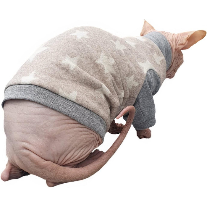 Пуловер для котів без шерсті Kotomoda зірки, теплий фліс, для Sphynx та інших голих порід (M)