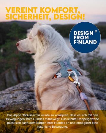 Шлейка для собак Woolly Wolf Alpha 360 - зелений гірський, розмір L, з 100% переробленого поліестеру