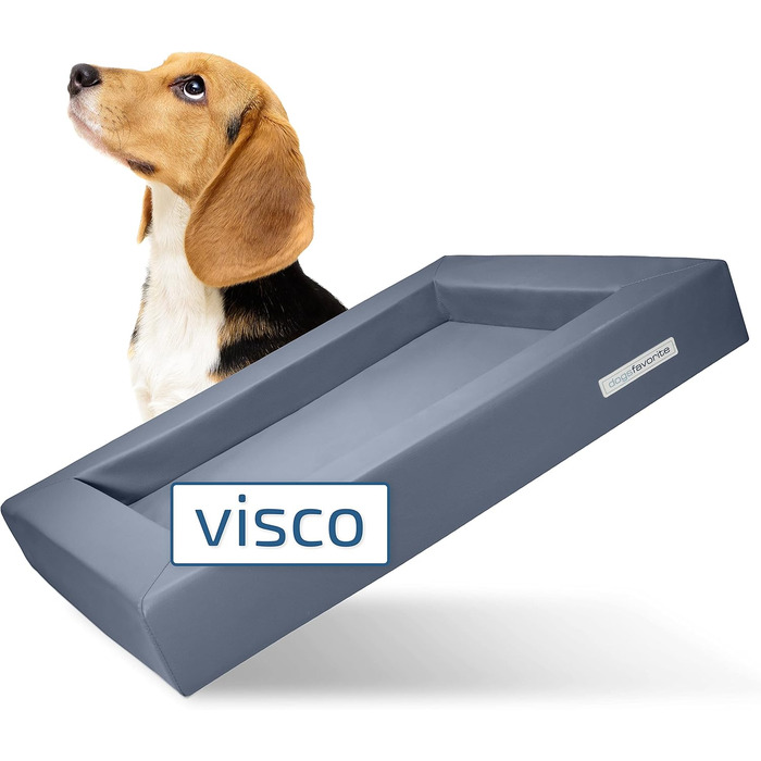 Ліжко для собак з віскоеластичним матрацом - миється, якісне собаче ліжко, захищає суглоби, міцна лежанка - розмір L 110 x 90 см (сірий)