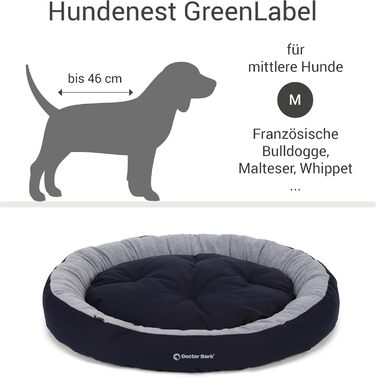 Кругле ліжко для собак середніх порід Doctor Bark GreenLabel, 60x50 см, колір кобальт