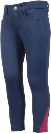 Дитячі штани для верхової їзди Kinder Reithose Comfy HKM | Легінси для верхової їзди з силіконовими колінами та двома кишенями | Cranberry та темно-синій | Розміри 104-110