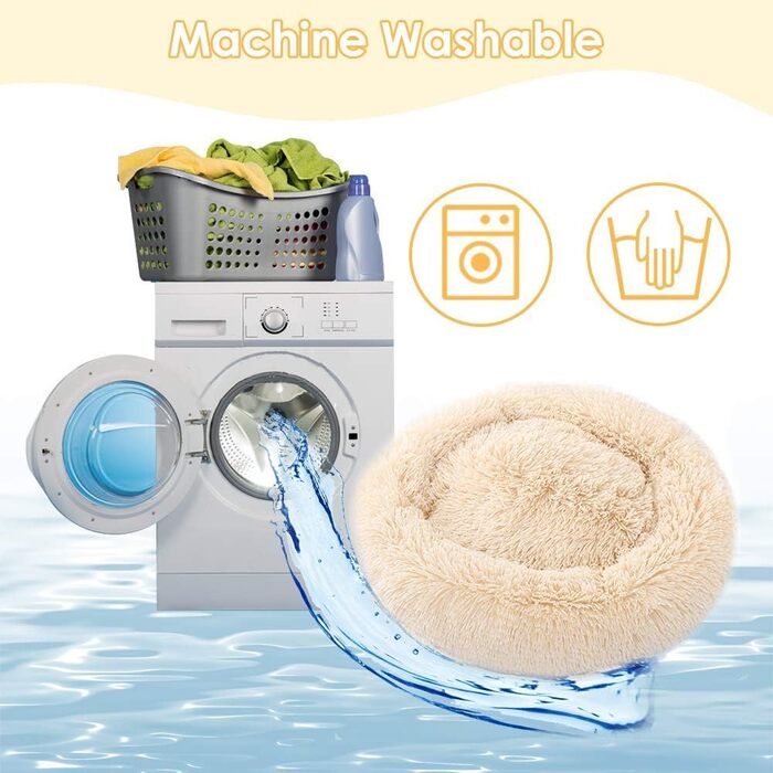 Кругле ліжко для кота/собаки Donut, 70 см, бежеве. М'яке, зручне, з густою оббивкою, для дому, миється.