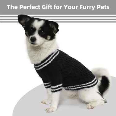 Вовняний пуловер для собак LiebeDD з V-подібним вирізом, чорного кольору, для дрібних та середніх порід, ідеально підходить для такс та грейхаундів (M)